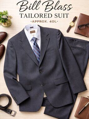 BILL BLASS Dillard's Classic Gray Pinstripe Tailored Men's Suit